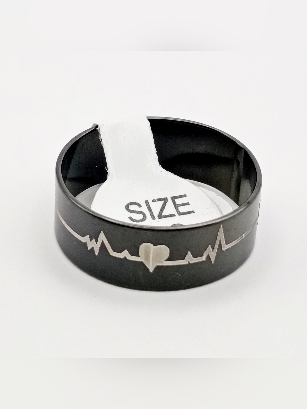 Stainless Steel Heartbeat Ring ECG Pulse Band Size 8.5 Unisex Gift